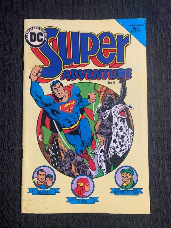 1985 Super Adventure DC Federal Comics #9 (1985), raw comic book in VG 4.0 condition — front cover