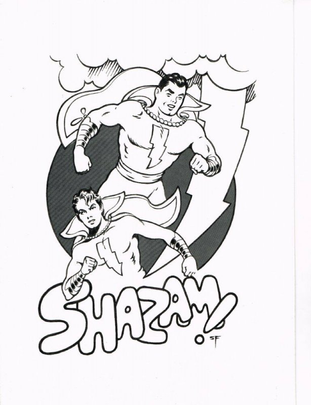 Captain Marvel Shazam Commission - Signed art by Stephen Fabian, raw, ungraded comic book — front cover
