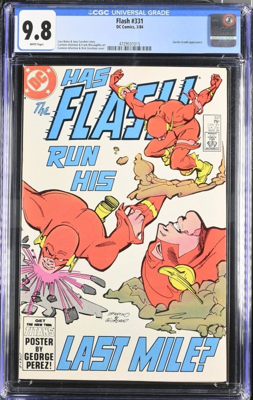 Flash #331 (DC Comics, 1984), CGC 9.8 graded comic book, Universal Blue label — front cover in its holder