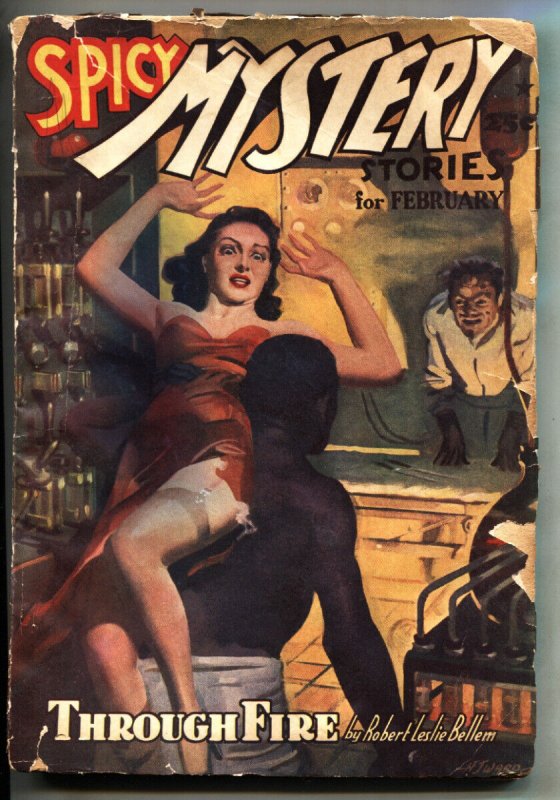Spicy Mystery Feb 1940-Woman Menaced by mad Doctor-Pulp Magazine (Culture Publications, 1940), raw, ungraded comic book — front cover