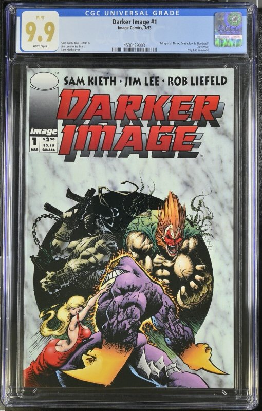 Darker Image #1 (1993), CGC 9.9 graded comic book, Universal Blue label — front cover in its holder