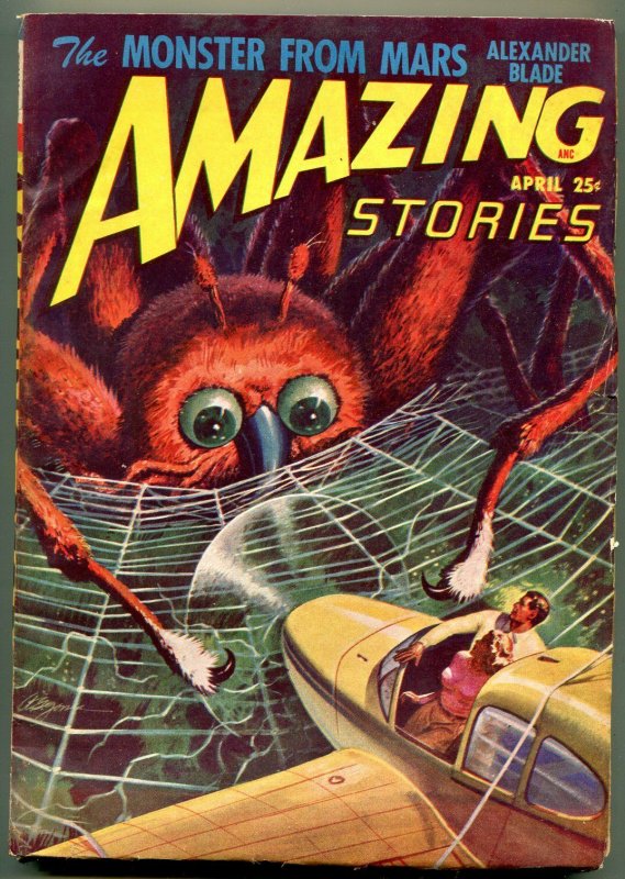 Amazing Stories Pulp April 1948- Spider Cover- Monster from Mars FN (Ziff-Davis, 1948), raw comic book in FN condition — front cover
