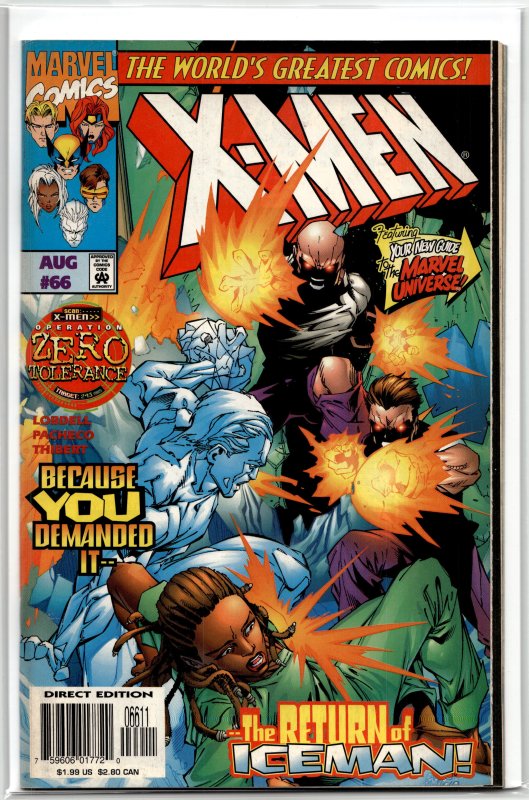 X-Men #66 (Marvel Comics, 1997), raw, ungraded comic book — front cover
