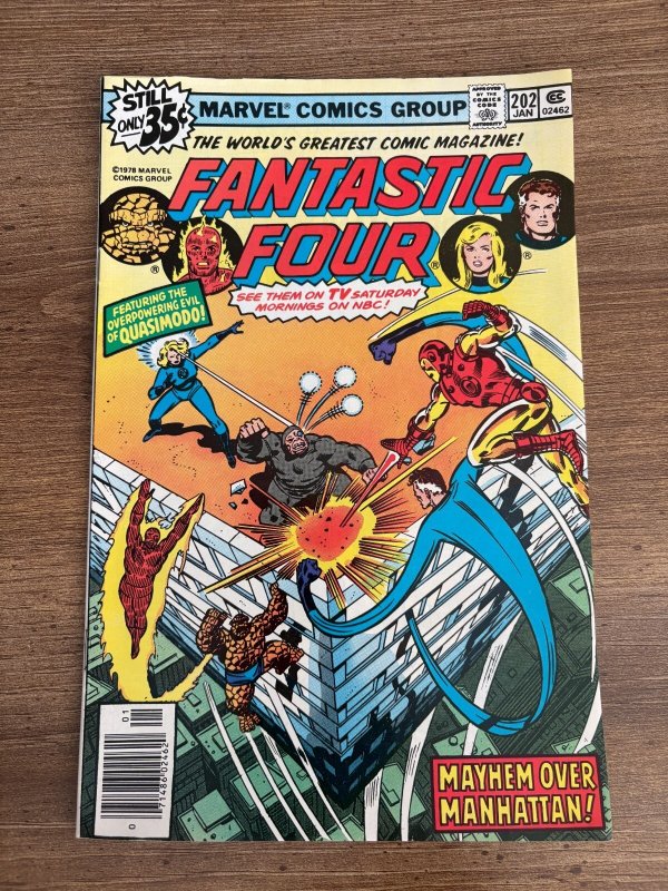 Fantastic Four #202 (Marvel Comics, 1979), raw comic book in NM condition — front cover
