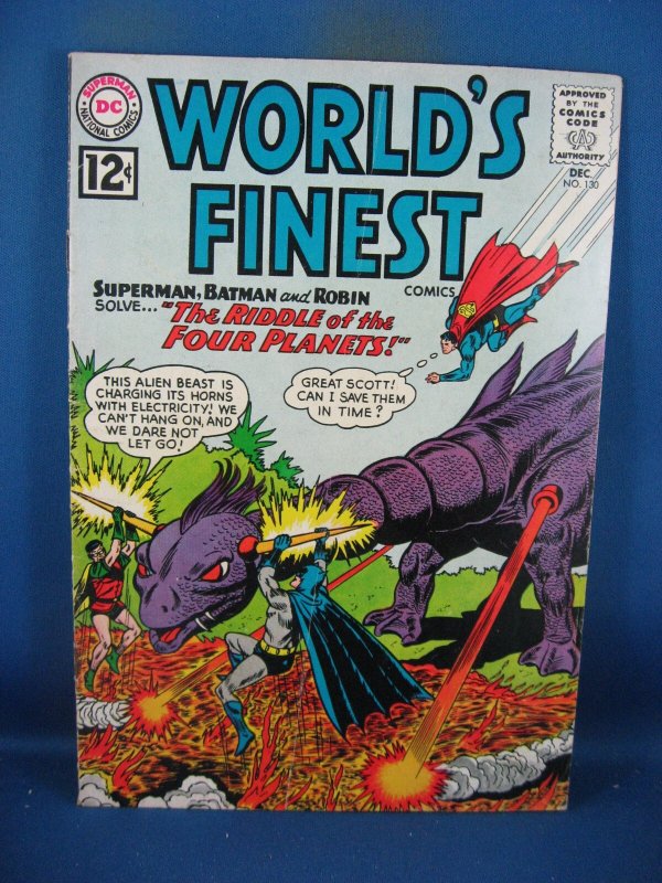 Worlds Finest #130 (DC Comics, 1962), raw comic book in VF condition — front cover