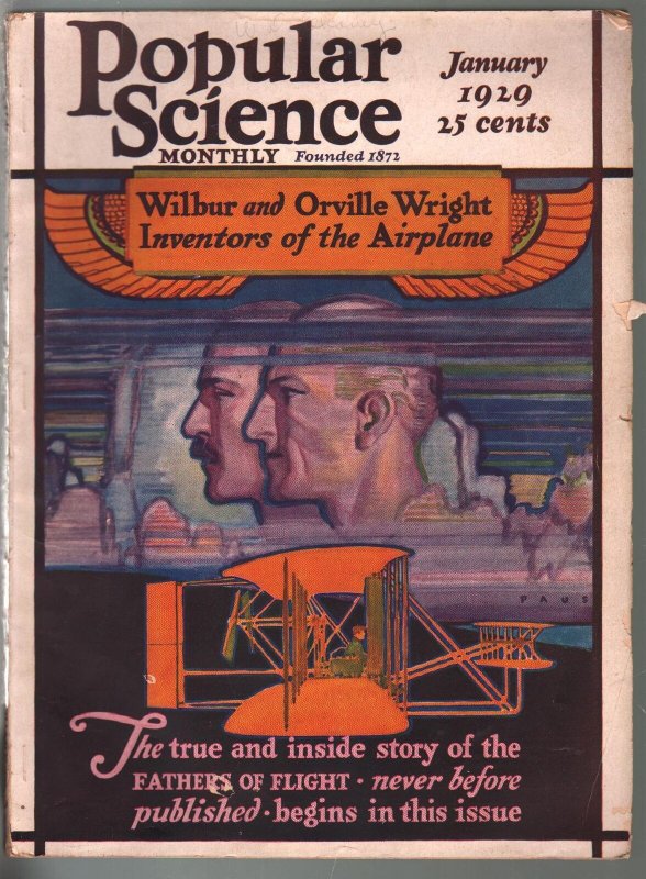 Popular Science 1/1929-Wright Brother-Graf Zeppelin-key Issue-VG, raw comic book in VG condition — front cover