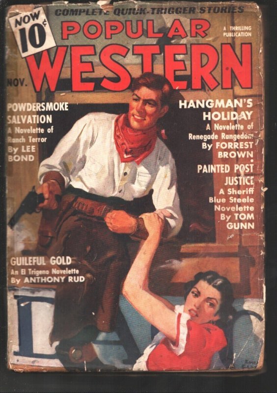 Popular Western 11/1937-Hero Pulp+ Sheriff Blue Steele & El Trigeno-Alex Schombe, raw, ungraded comic book — front cover