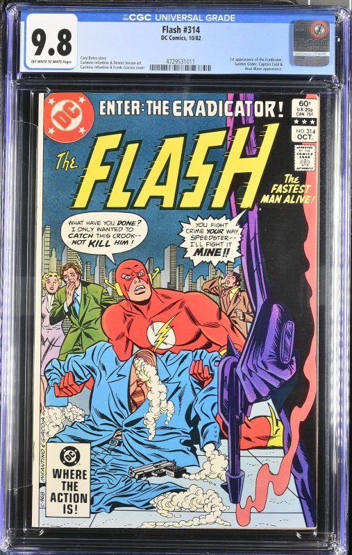 Flash #314 (DC Comics, 1982), CGC 9.8 graded comic book, Universal Blue label — front cover in its holder