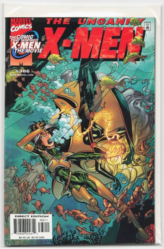 The Uncanny X-Men #386 (Marvel Comics, 2000), raw, ungraded comic book — front cover