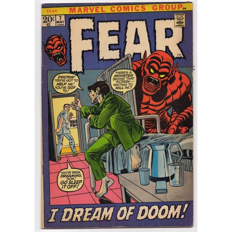 Fear #7 (Marvel Comics, 1972), raw comic book in VG 4.0 condition — front cover