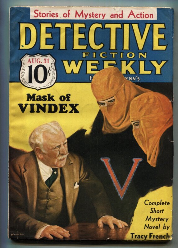 Detective Fiction Weekly 8/31/1935-Hooded Menace Cover-HIGH Grade Pulp mag (Frank A. Munsey Company, 1935), raw, ungraded comic book — front cover