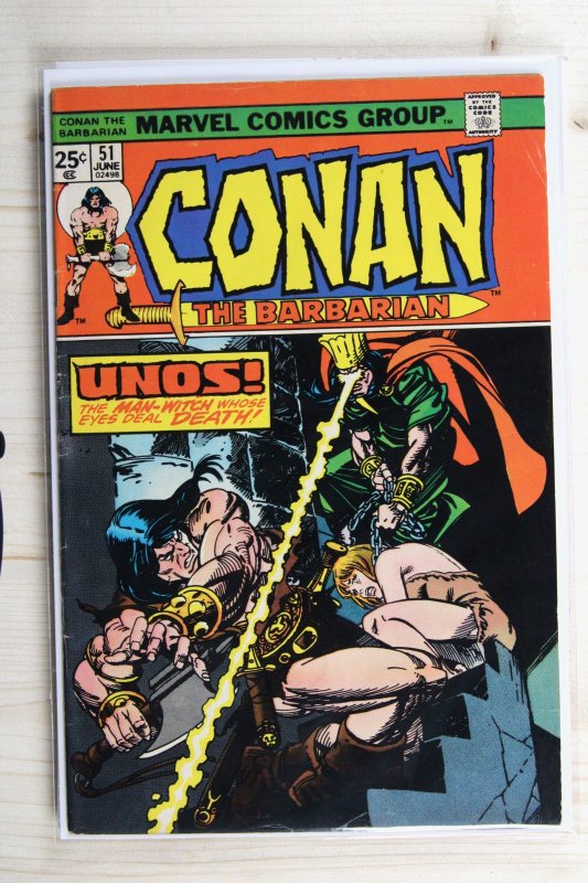 Conan the Barbarian #51 (Marvel Comics, 1975), raw comic book in FN+ 6.5 condition — front cover