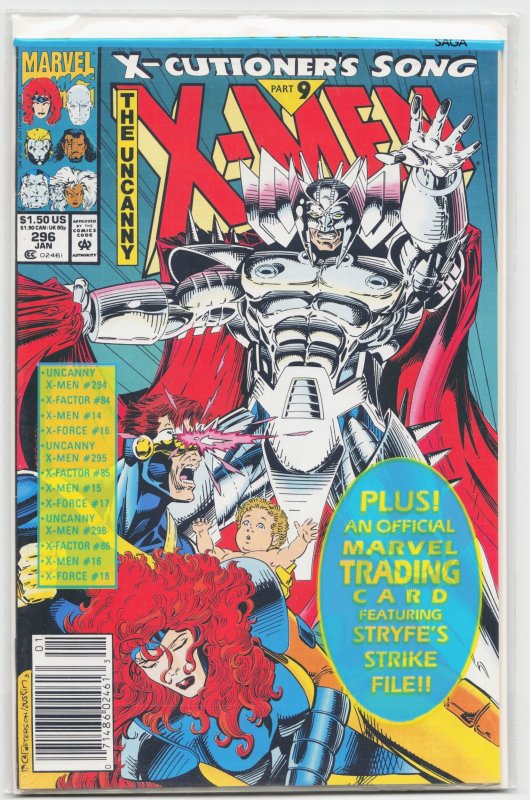 The Uncanny X-Men #296 (Marvel Comics, 1993), raw, ungraded comic book — front cover