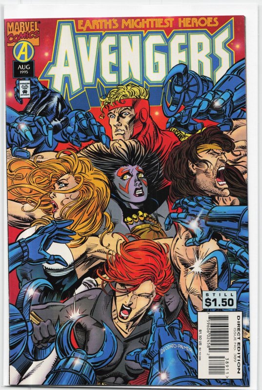 The Avengers #389 (Marvel Comics, 1995), raw, ungraded comic book — front cover
