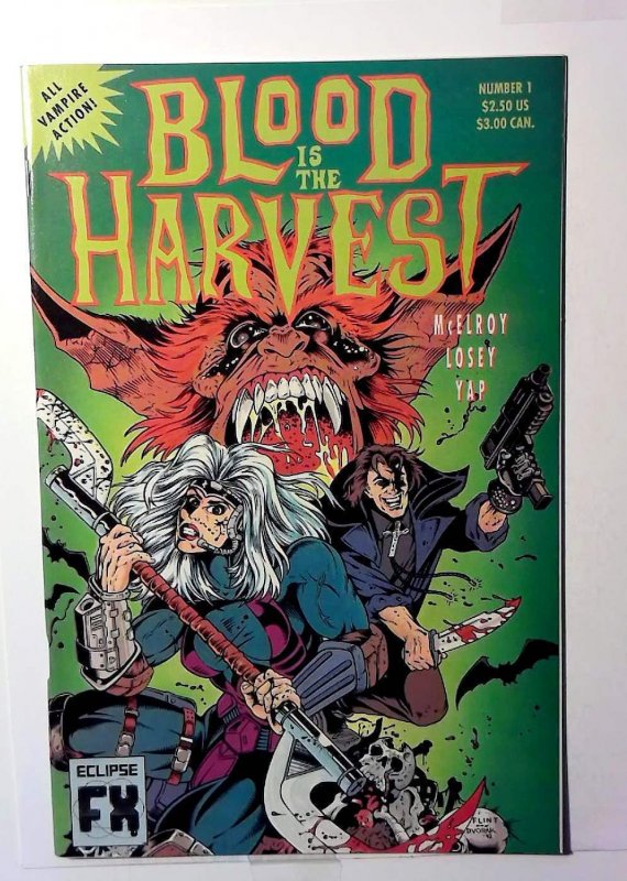 Blood Is the Harvest #1 (Eclipse Comics, 1992), raw comic book in VF+ 8.5 condition — front cover