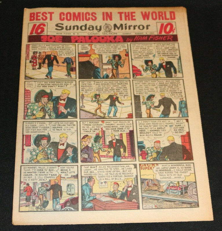 1951 Sunday Mirror Weekly Comic Section August 5th (VF) Wayne Boring Superman (1951), raw comic book in VF condition — front cover