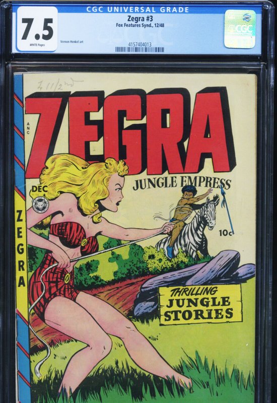 Zegra #3, CGC 7.5 graded comic book, Universal Blue label — front cover in its holder