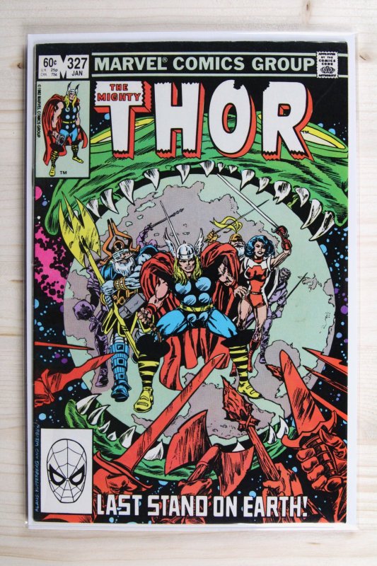 Thor #327 (Marvel Comics, 1983), raw comic book in VF/NM 9.0 condition — front cover