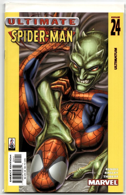 Ultimate Spider-Man #24 (Marvel Comics, 2002), raw, ungraded comic book — front cover