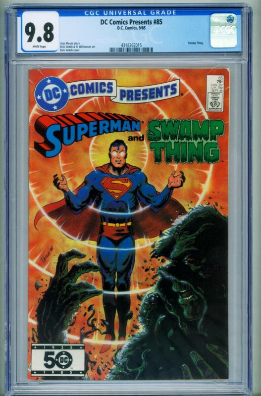 Presents #85 (DC Comics, 1991), CGC 9.8 graded comic book, Universal Blue label — front cover in its holder