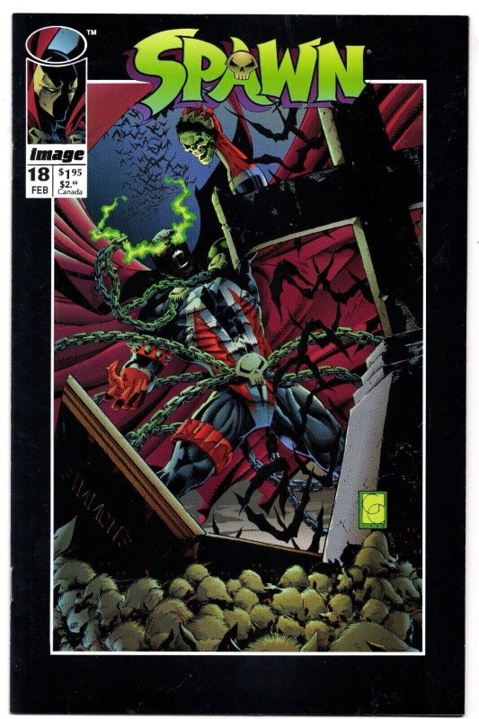 Spawn #18 (Image Comics, 1994), raw comic book in VF/NM 9.0 condition — front cover