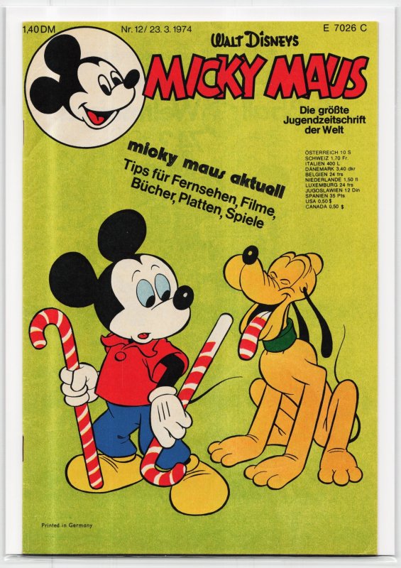 Micky Maus #12 (1974), raw, ungraded comic book — front cover