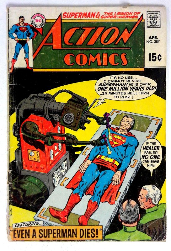 Action #387 (DC Comics, 1970), raw comic book in VG condition — front cover