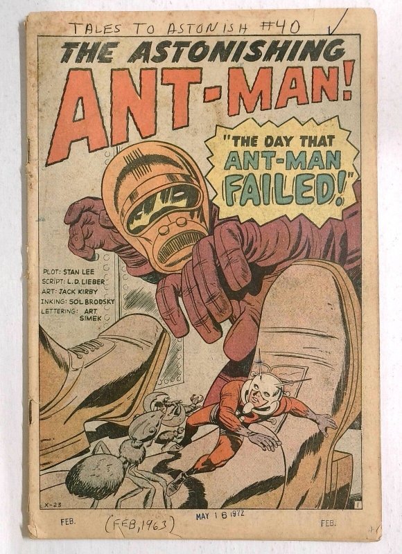 Tales to Astonish #40 - 1963 - Jack Kirby - Steve Ditko - Don Heck - Stan Lee - (Marvel Comics, 1963), raw, ungraded comic book — front cover