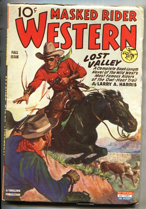 Masked Rider Western--Fall 1943--Thrilling--Lost Valley--Hero Western Pulp Ma... (1943), raw, ungraded comic book — front cover