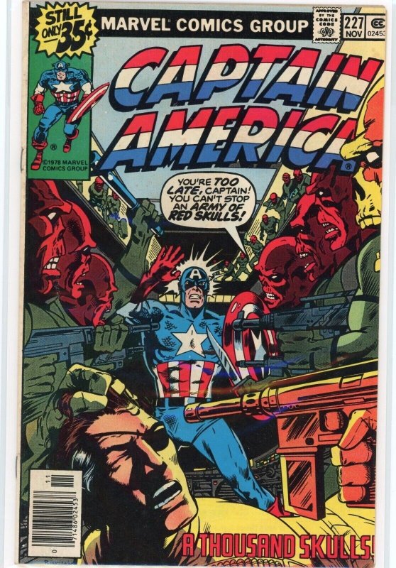 Captain America #227 (Marvel Comics, 1978), raw comic book in FN+ 6.5 condition — front cover