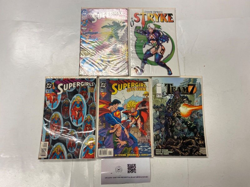 5 DC Comic Book Superman #74 Stryker #0 Supergirl #4 Supergirls #2 Team7 35 KM41, raw, ungraded comic book — front cover
