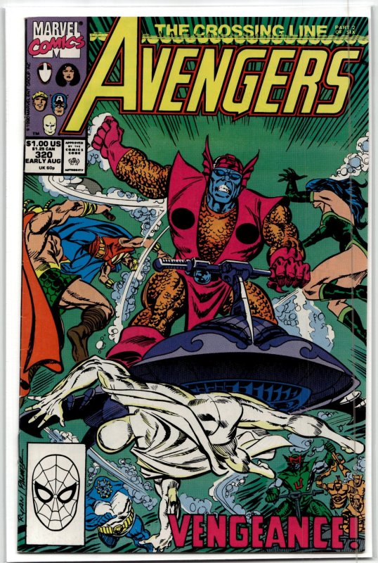 The Avengers #320 (Marvel Comics, 1990), raw, ungraded comic book — front cover
