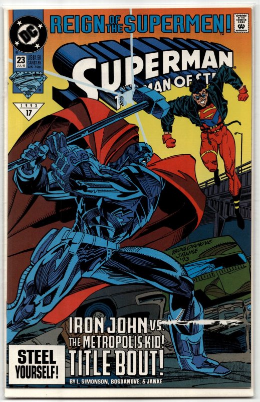 Superman: The Man of Steel #23 (DC Comics, 1993), raw, ungraded comic book — front cover