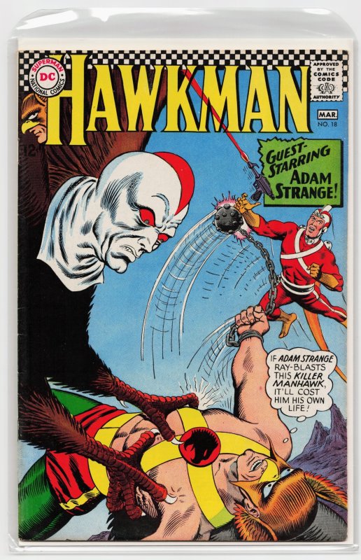 Hawkman #18 (DC Comics, 1967), raw, ungraded comic book — front cover