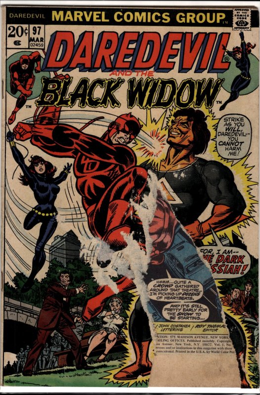 Daredevil #97 (Marvel Comics, 1973), raw, ungraded comic book — front cover
