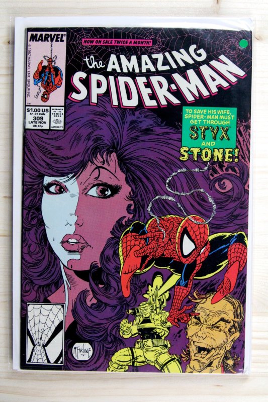 The Amazing Spider-Man #309 (Marvel Comics, 1988), raw comic book in VF 8.0 condition — front cover