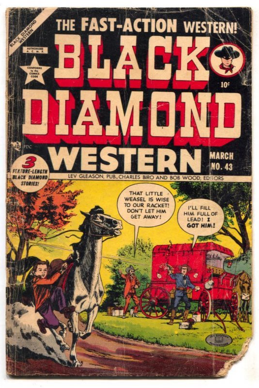 Black Diamond Western #43 (Lev Gleason Publications, 1953), raw comic book in FR condition — front cover