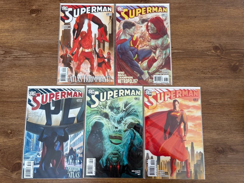Lot of 5 Superman DC Comic Books # 675 676 677 678 679 NM 1st Prints 6 J440, raw comic book in NM condition — front cover