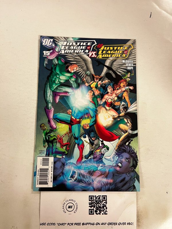 Justice League of America #15 (DC Comics, 2008), raw comic book in NM condition — front cover