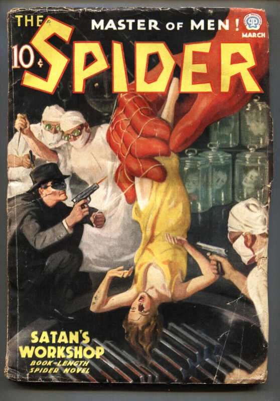 Spider 3/1937-Popular Pubs-John Howitt-Satan's Workshop-Hero PULP-vg, raw, ungraded comic book — front cover
