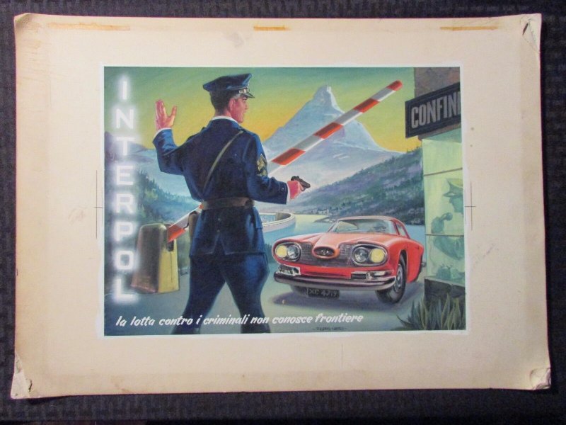 Filippo Neeri 20x14" Interpol Border Crossing Painted Illo w/ Roughs Signed, raw, ungraded comic book — front cover