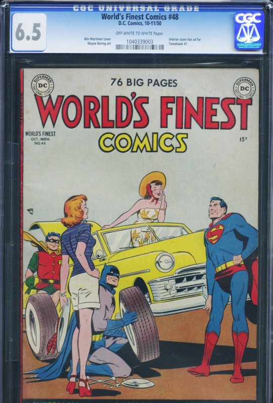 World's Finest Comics #48 - 6.5, OW-W - Batman - Superman - Golden Age (DC Comics), raw comic book in 6.5 condition — front cover