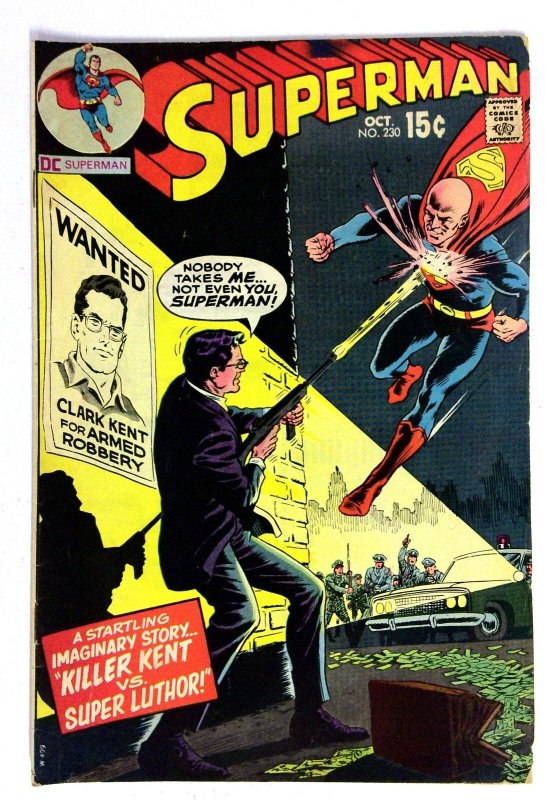 Superman #230 (DC Comics, 1970), raw comic book in VG condition — front cover