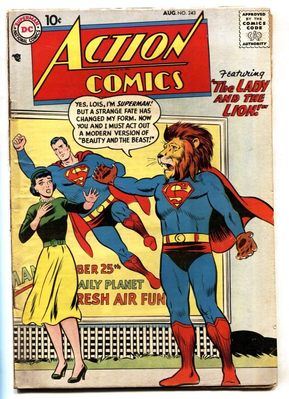 Action #243 (DC Comics, 1958), raw, ungraded comic book — front cover