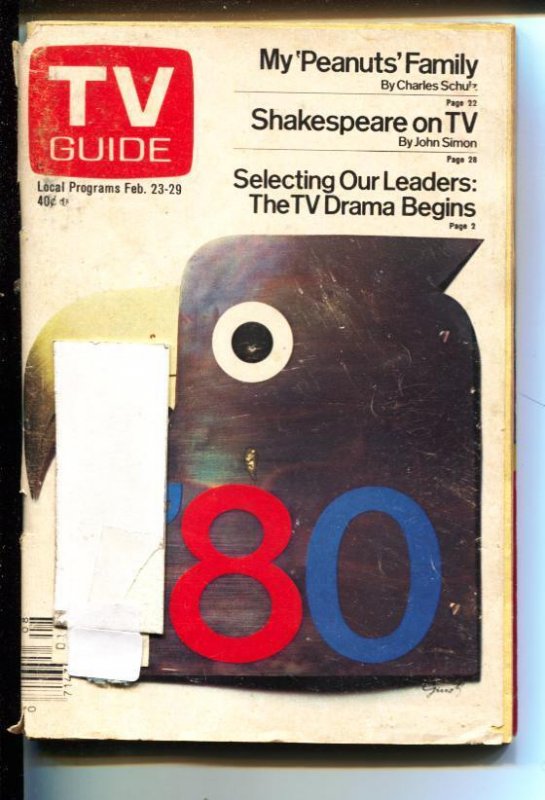 MAG: TV GUIDE-2/23/1980-Peanuts-St. Louis Edition-G, raw, ungraded comic book — front cover