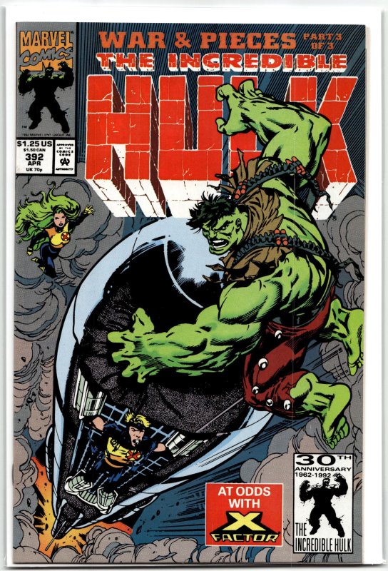 The Incredible Hulk #392 (Marvel Comics, 1992), raw, ungraded comic book — front cover