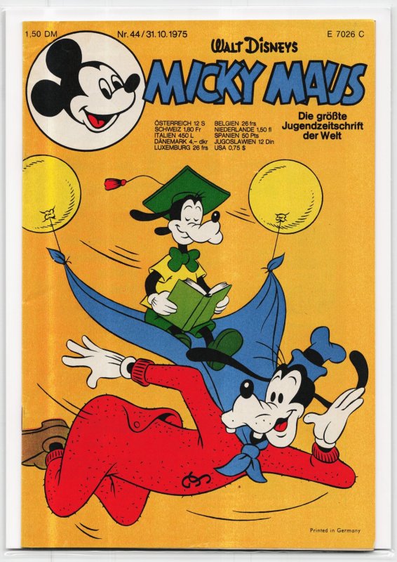 Micky Maus #44 (1975), raw, ungraded comic book — front cover