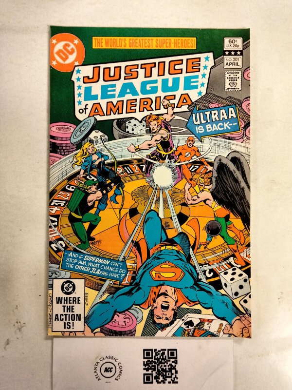 Justice League of America #201 (DC Comics, 1982), raw comic book in NM condition — front cover