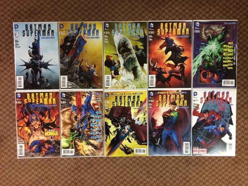 Batman Superman #1-10 Comic Book Set DC 2013 - New 52 (DC Comics, 2013), raw, ungraded comic book — front cover