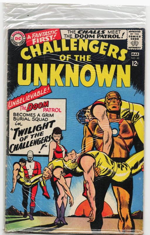 Challengers of the Unknown #48 (DC Comics, 1966), raw, ungraded comic book — front cover